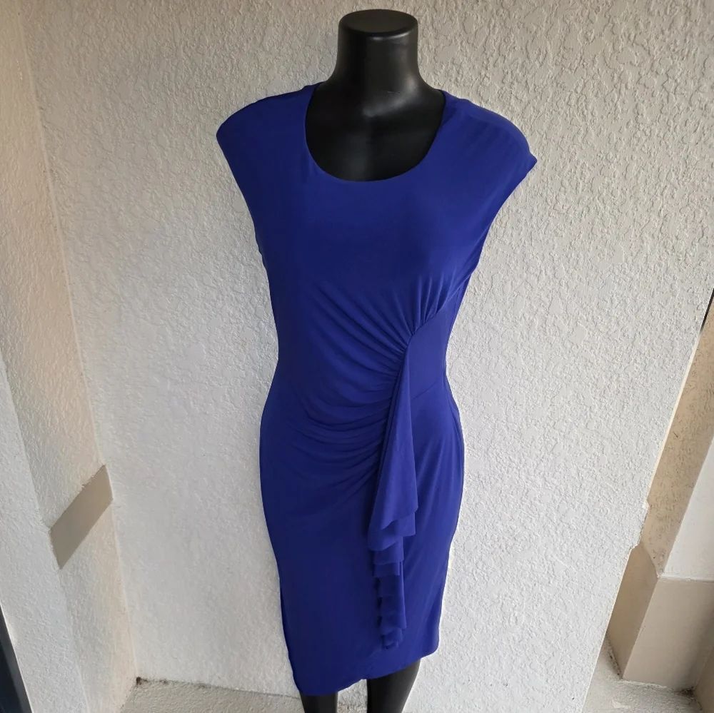 BRAND NEW CONNECT APPAREL SLEEVELESS SIDE RUFFLE SHEATH DRESS - Picture 5 of 16